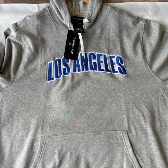NEW Graphic Hoodie Gray with Blue Los Angeles Logo XXL Cotton Blend NWT - Picture 5 of 7